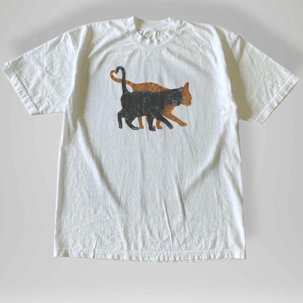 Style Black & Orange Cat Graphic Tee